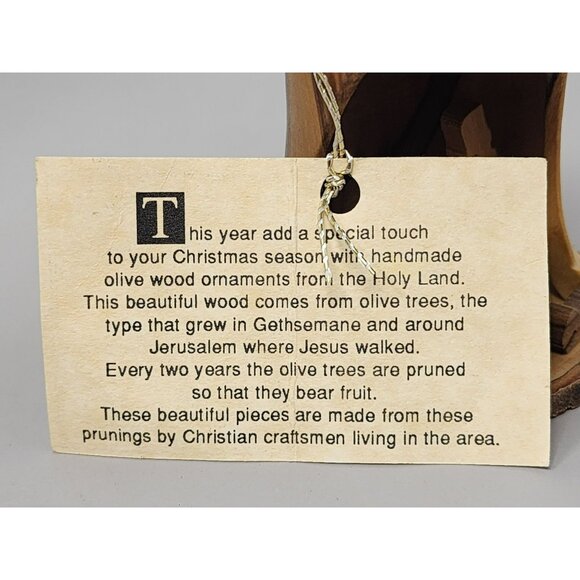 Vintage Wilderness Woods Olive Wood Nativity Christmas Ornament Bell Made Israel - Picture 6 of 10